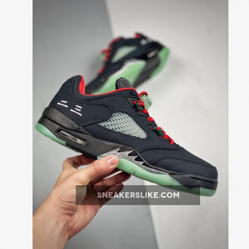 Clot x Air Jordan 5 Low Black Red Silver 'jordan 5 low black and red'