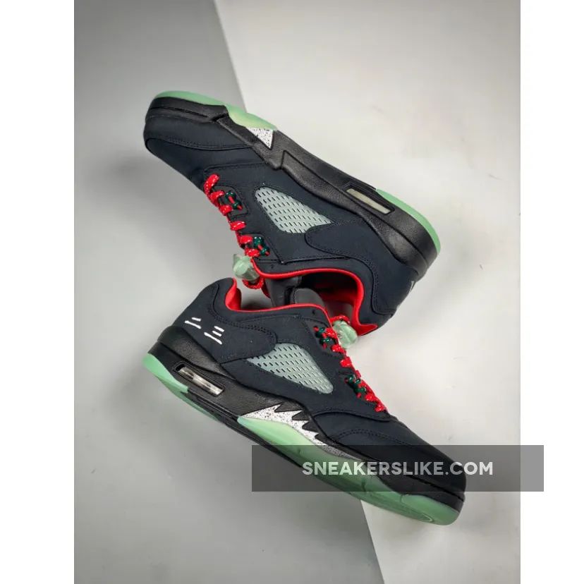 Clot x Air Jordan 5 Low Black Red Silver 'jordan 5 low black and red'