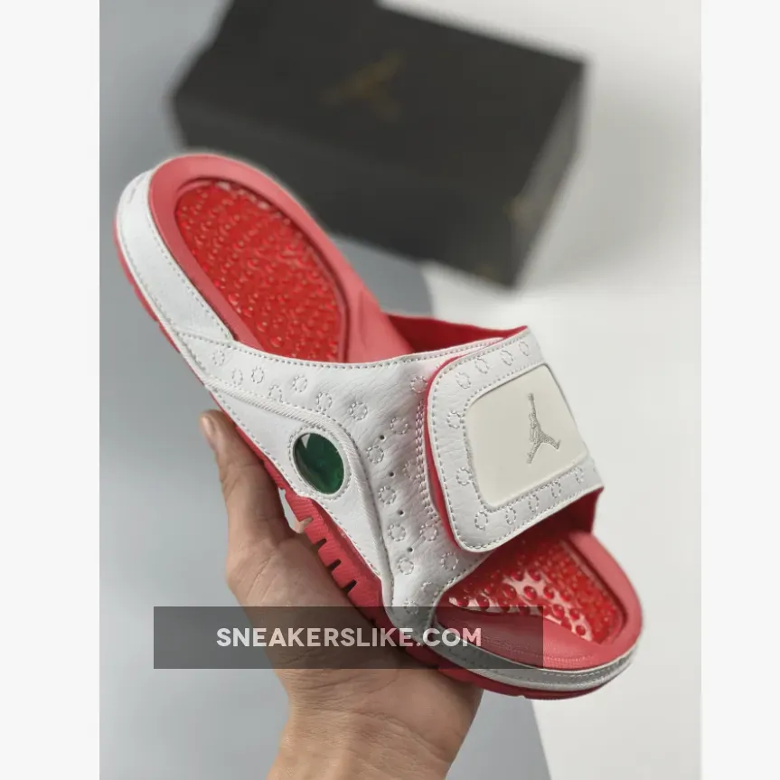 jordan hydro 13 slide white red 684915-121 - jordan 13 slides