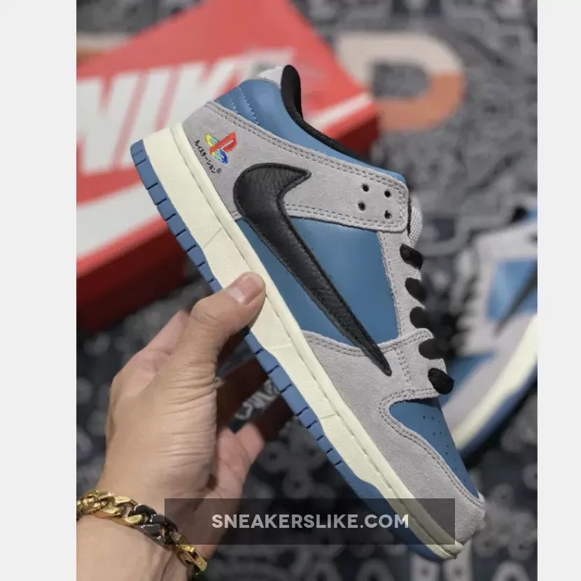 Travis Scott x PlayStation x Nike Dunk Low Blue Grey travis scott dunks blue