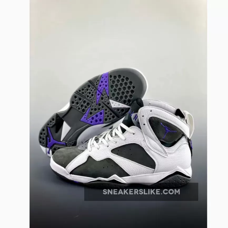 Air Jordan 7 'Flint 2021' White/Flint Grey-Black-Varsity Purple CU9307-100 #flints 7