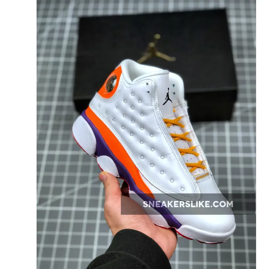 Air Jordan 13 GS 'Playground' White/Black-Court Purple-Total Orange / white and purple jordan 13