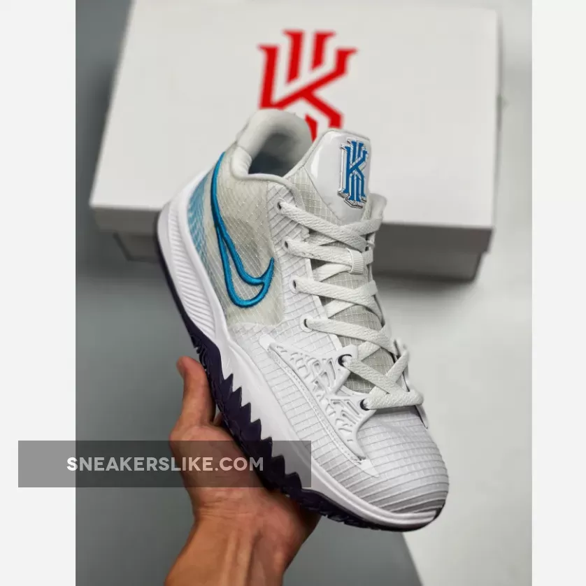 Nike Kyrie Low 4 White/Laser Blue-Dark Raisin CW3985-100 - kyrie low blue