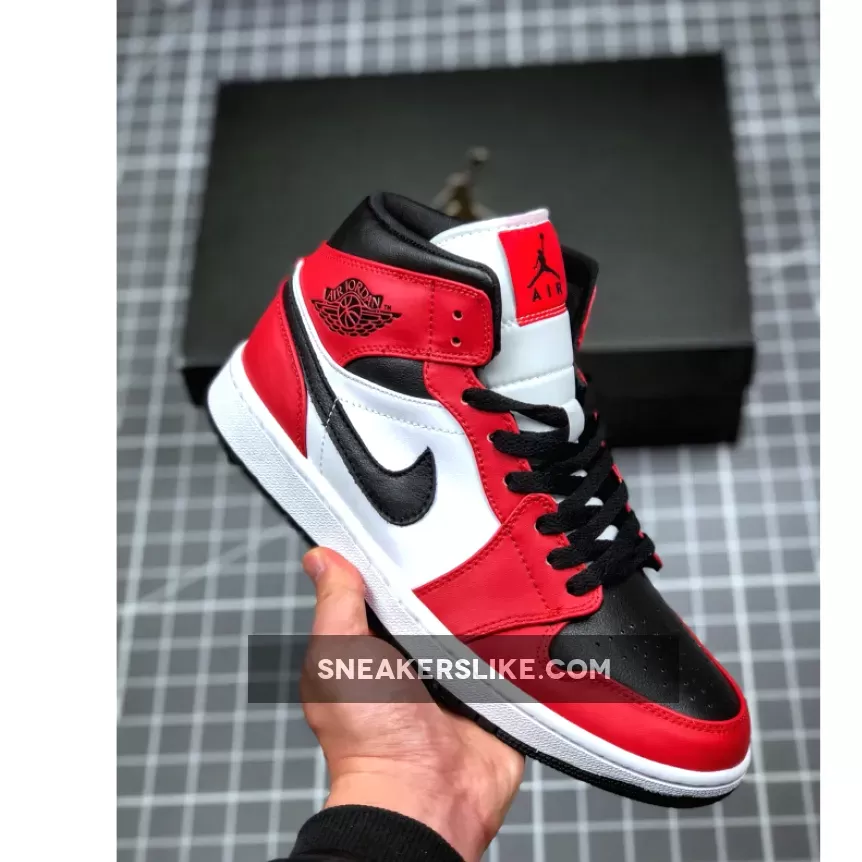 Air Jordan 1 Mid 'Chicago Black Toe' Black/Gym Red-White 554724-069 AF1 Chicago 1s Mid