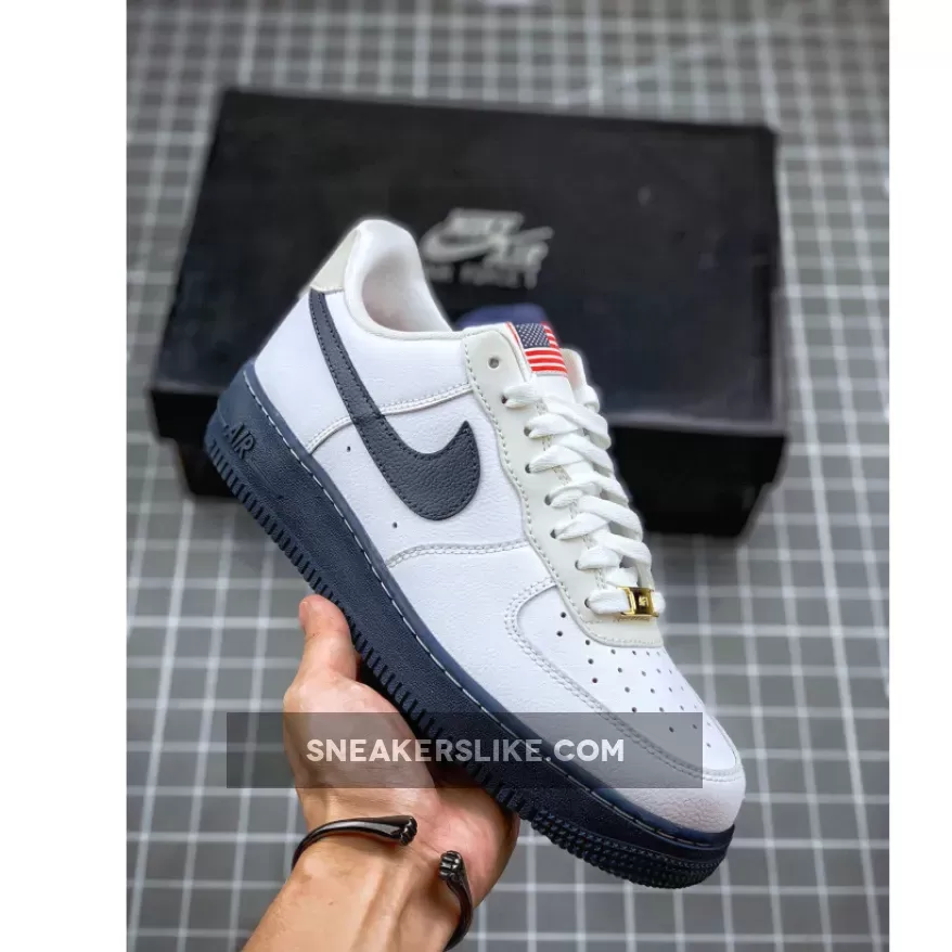 Nike Air Force 1 Low 'USA Flags' White/Sport Red-Metallic Gold-Obsidian / af1 obsidian red