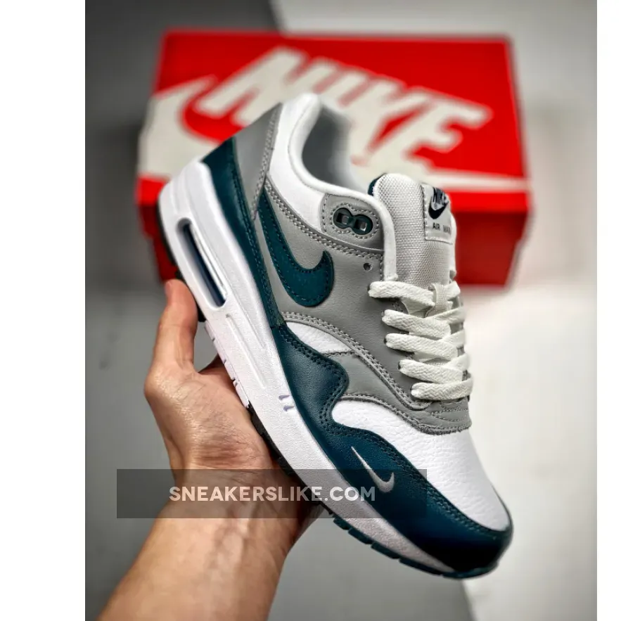 Nike Air Max 1 White/Dark Teal Green-Wolf Grey-Black / air max 1 dark teal green on feet