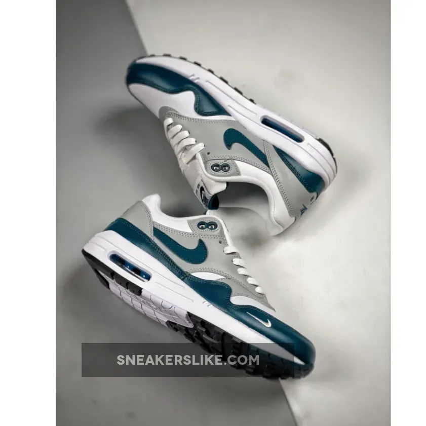 Nike Air Max 1 White/Dark Teal Green-Wolf Grey-Black / air max 1 dark teal green on feet
