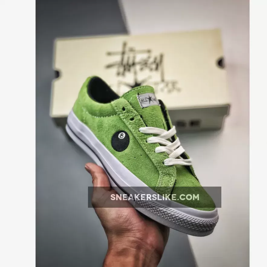 Stussy x Converse One Star Pro '8-Ball' Green Flash/White-Black - stussy converse 8 ball