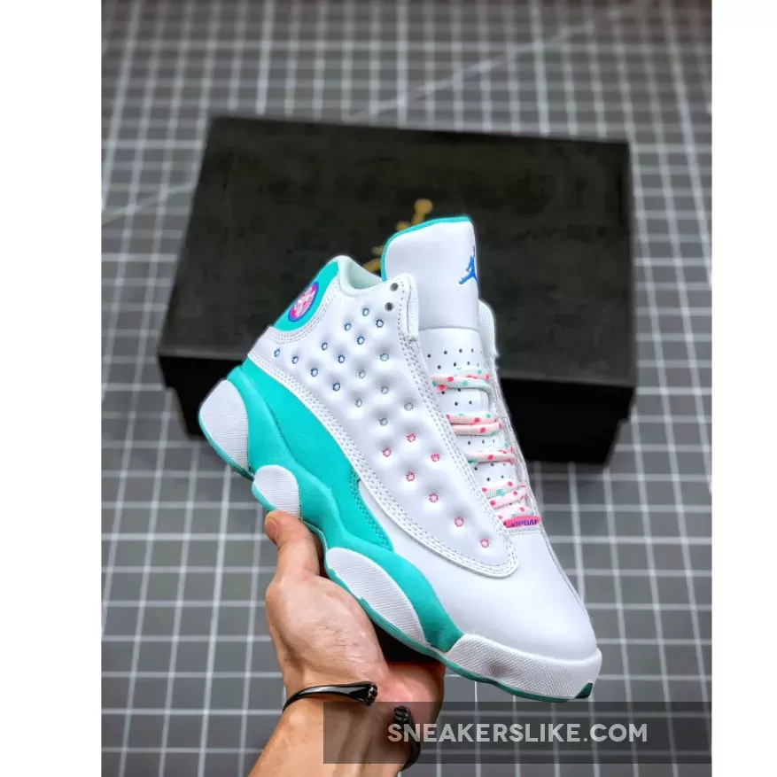 Jordan 13 GS Aurora Green For Womens 439358-100 Jordan 13 Green White