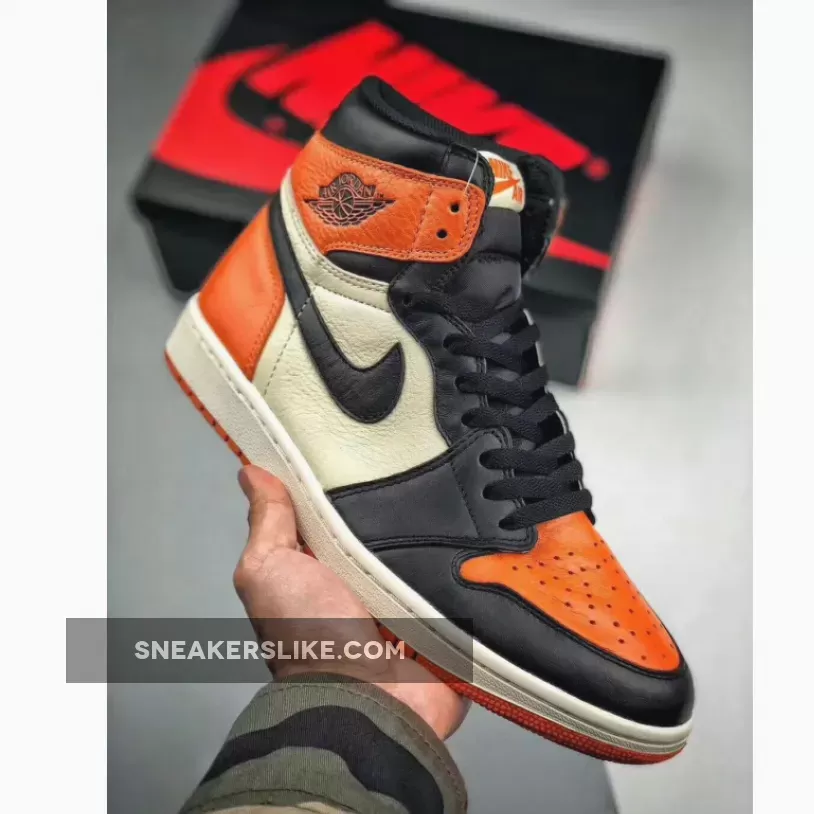 Air Jordan 1 Retro 'Shattered Backboard' Black/Starfish-Sail 555088-005 Mens AJ1 nike shattered backboard