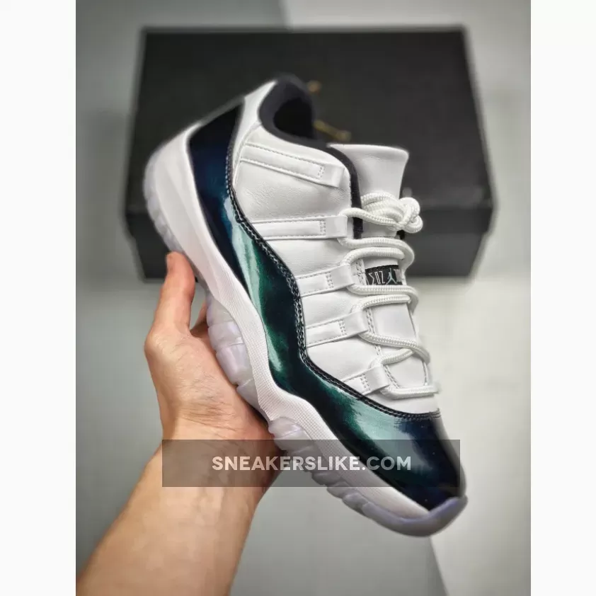 Air Jordan 11 Low 'Easter Iridescent' White/Emerald Rise-Black / emerald jordan 11