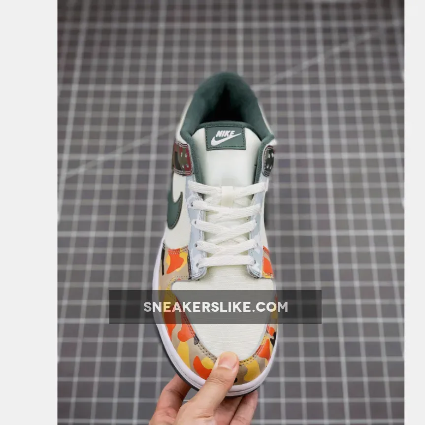 Nike Dunk Low SE 'Multi-Camo' Sail/Vintage Green-Total Orange-White - camo low dunks