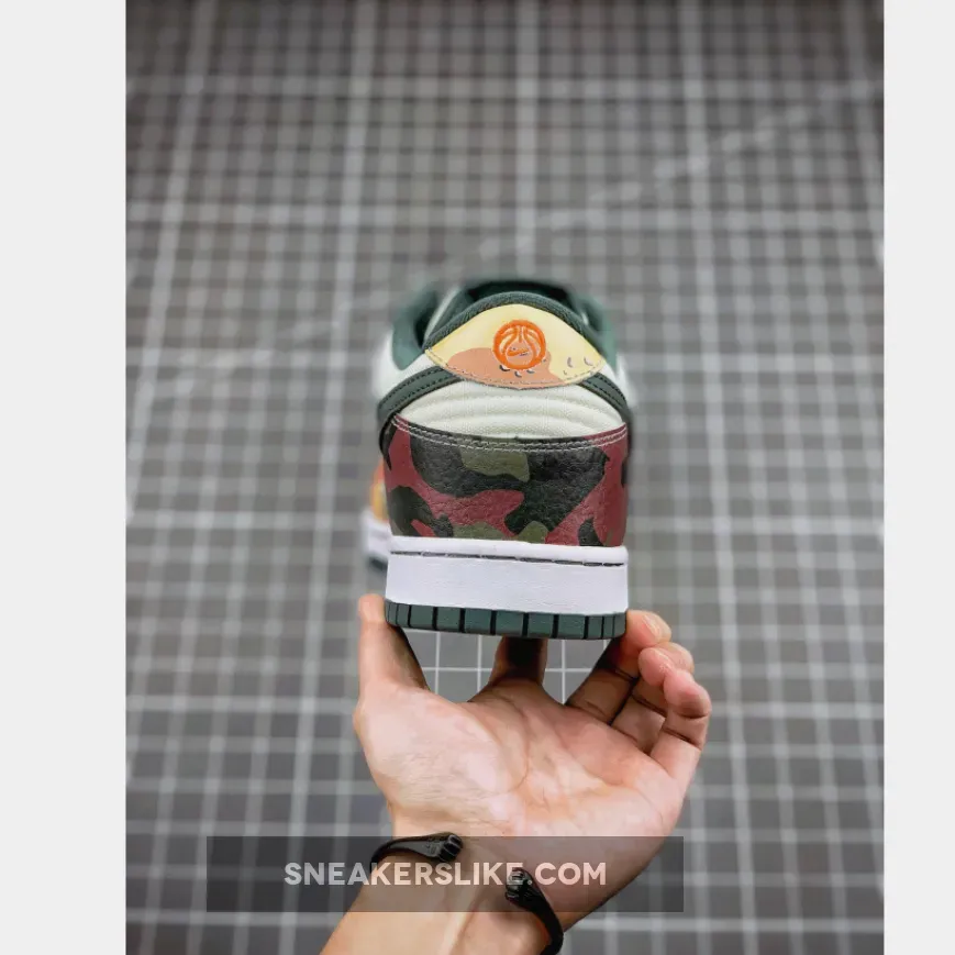 Nike Dunk Low SE 'Multi-Camo' Sail/Vintage Green-Total Orange-White - camo low dunks