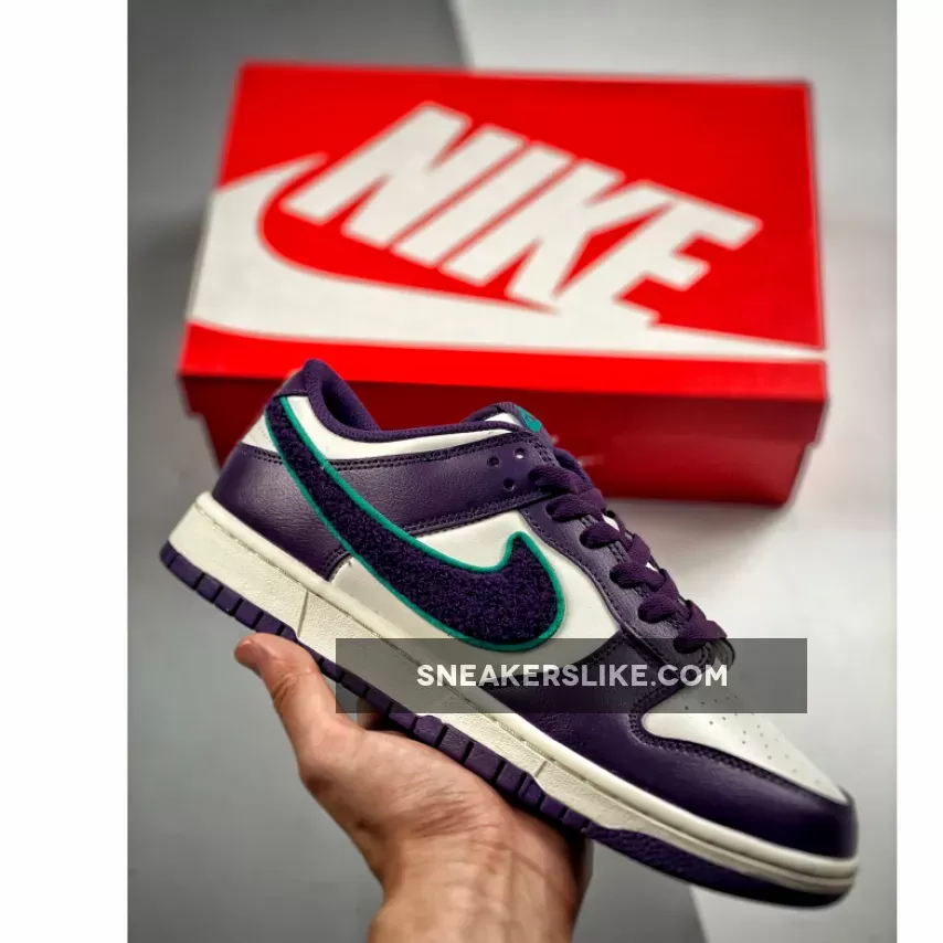 Nike Dunk Low 'Chenille Swoosh' Sail/Grand Purple-Neptune Green Nike Dunk Low Grand Purple