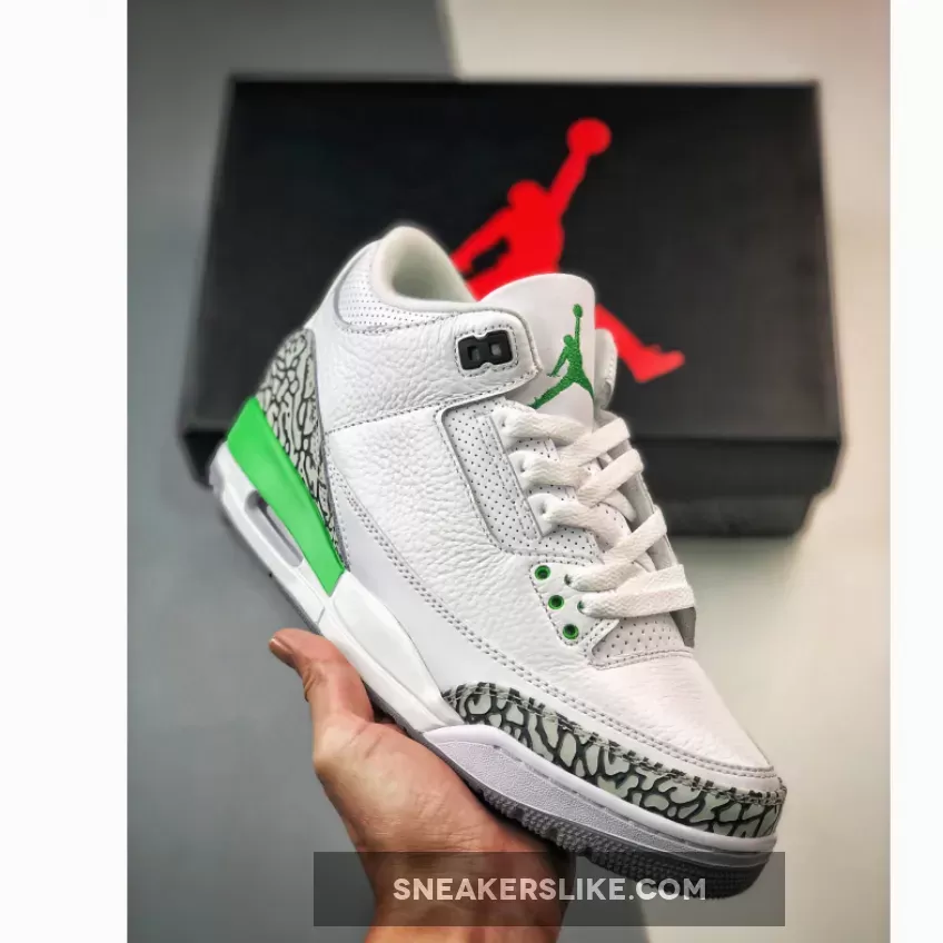 Air Jordan 3 White/Lucky Green-Varsity Red-Cement Grey-Sail lucky green 3s