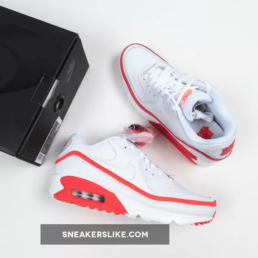 Undefeated X Nike Air Max 90 White/Solar Red CJ7197-103 Brand New