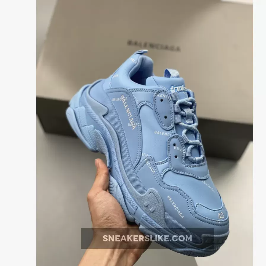 Balenciaga Allover Logo Triple S Blue White #allover logo triple s sneakers