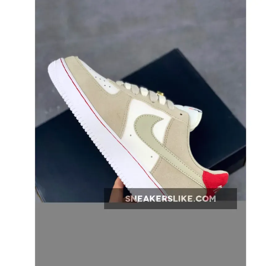 Nike Air Force 1 Low 'First Use' Light Stone/Black-Sail-University Red #nike af1 first use