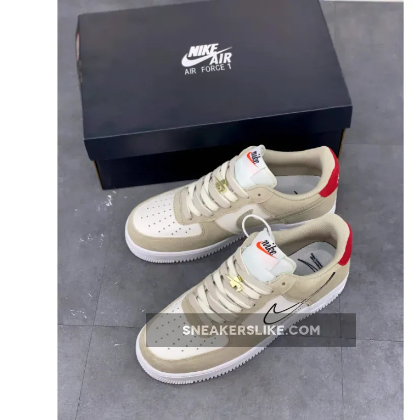 Nike Air Force 1 Low 'First Use' Light Stone/Black-Sail-University Red #nike af1 first use