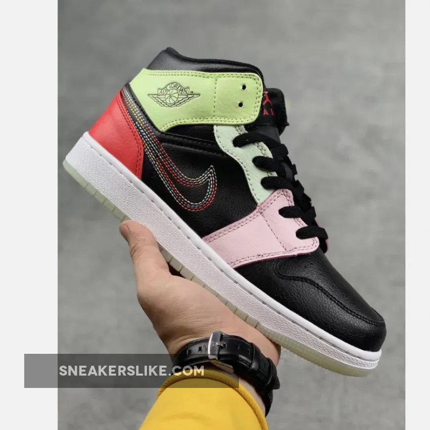 Jordan 1 Mid Glow In The Dark Multi GS WMNS AV5174-076 / jordan 1 glow in the dark