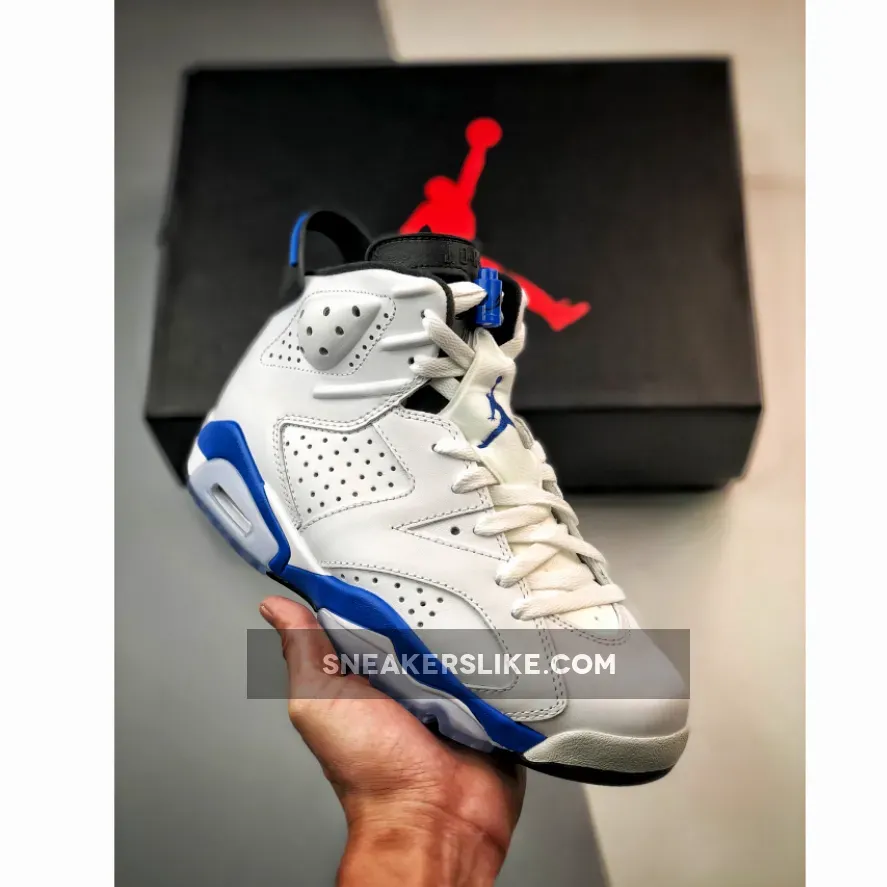 Women Air Jordan 6 Sport Blue 384664-107 - blue and white jordan 6s