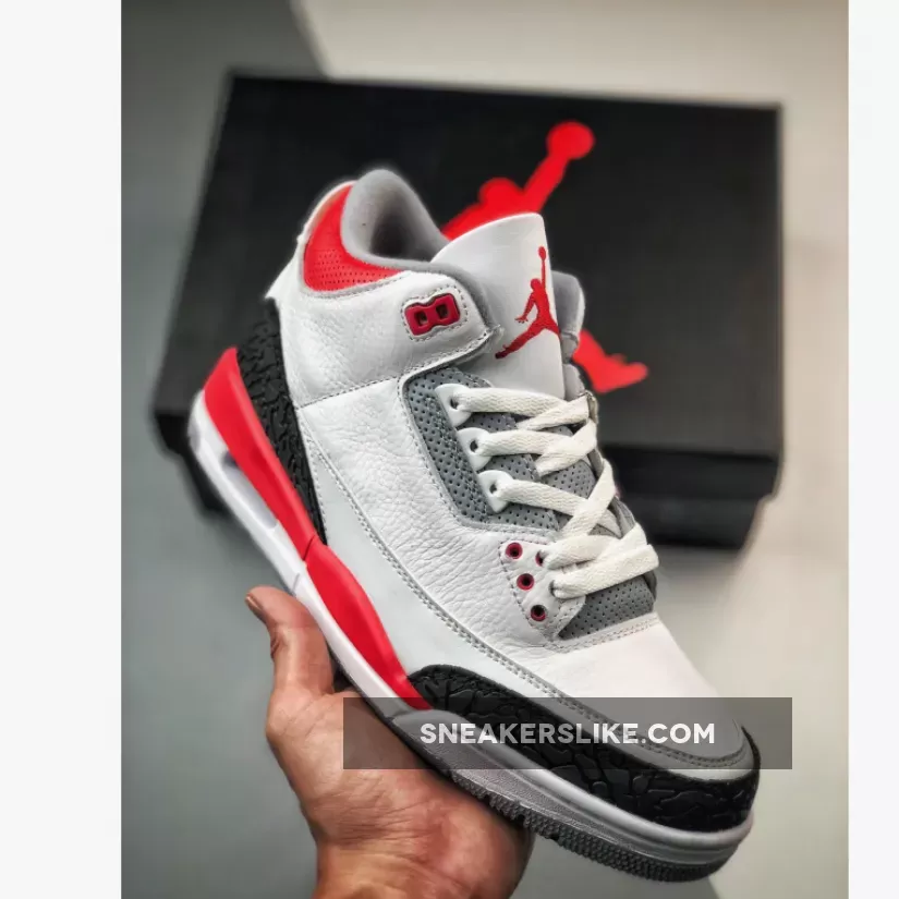 Air Jordan 3 White/Fire Red-Silver-Black / jordan 3 fire red for sale