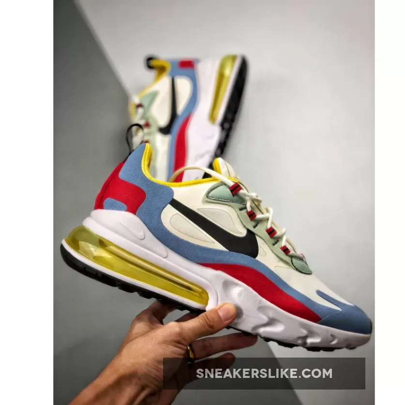 Nike Air Max 270 React 'Bauhaus' Phantom/Light Blue/University Red/Black - air max 270 react light blue