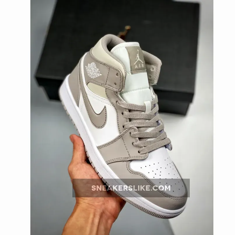 Women Air Jordan 1 Mid College Grey 554724-082 - air jordan one linen