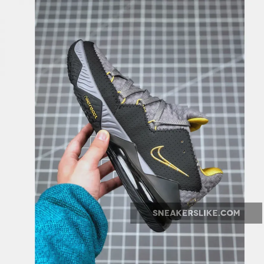 Nike LeBron 17 Low Black Grey Yellow / lebron 17 grey