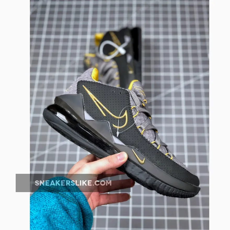 Nike LeBron 17 Low Black Grey Yellow / lebron 17 grey