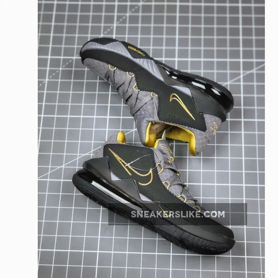 Nike LeBron 17 Low Black Grey Yellow / lebron 17 grey