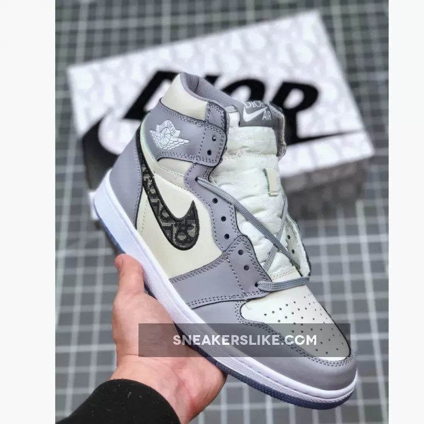 Dioor X Air Jordan 1 White And Grey For Sale