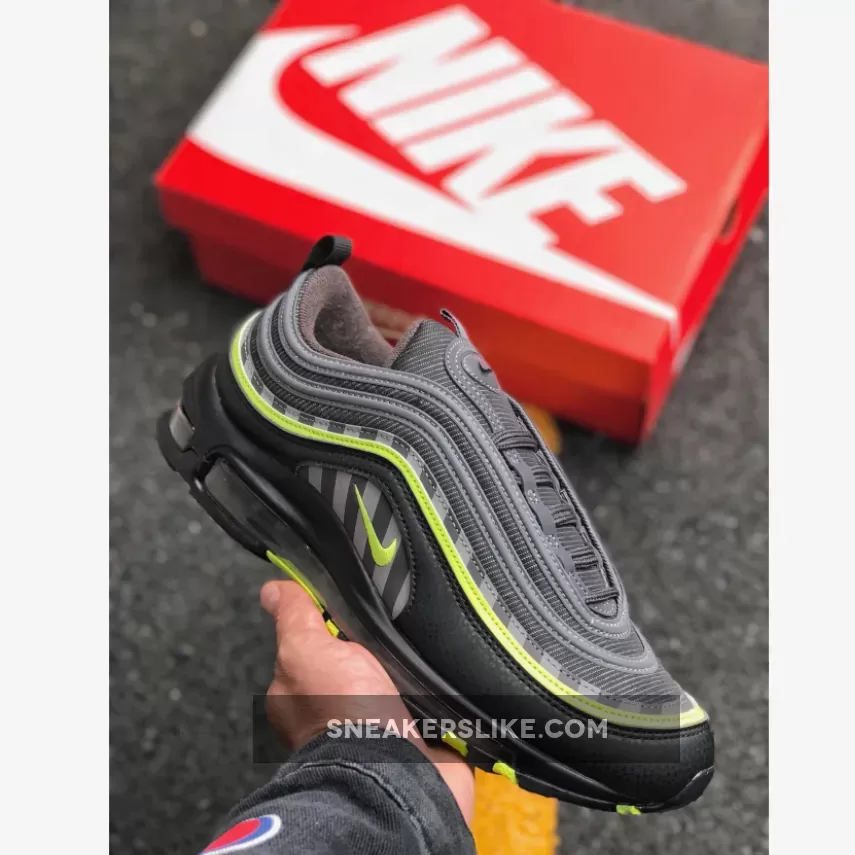Nike Air Max 97 Thunder Grey/Lime Blast-Black BV6057-001 Brand New