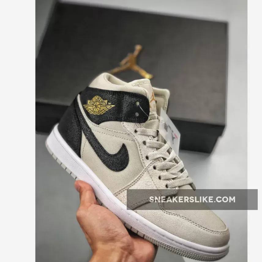 Air Jordan 1 Mid Light Bone Metallic Gold 554725-023 To Buy