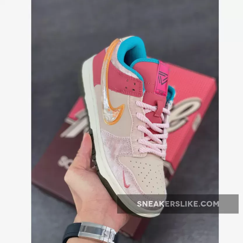 Social Status x Nike Dunk Low 'Strawberry Milk' Canvas/Mid Soft Pink-Burnt Brown - strawberry dunks low