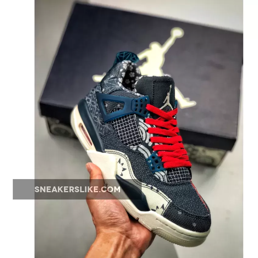 Air Jordan 4 SE 'Sashiko' Deep Ocean/Sail-Cement Grey-Fire Red #sashiko 4s