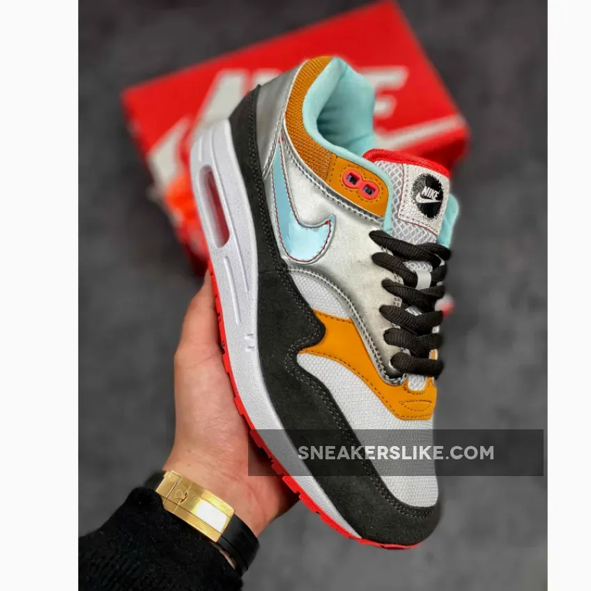 Nike Air Max 1 'Graffiti Logo' White/Chutney/Dark Smoke Grey/Glacier Ice / nike graffiti logo