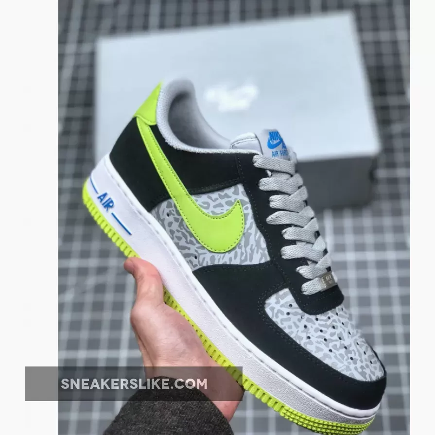 Nike Air Force 1 Low Reflective Silver Elephant Print Black Volt 488298-077 Online
