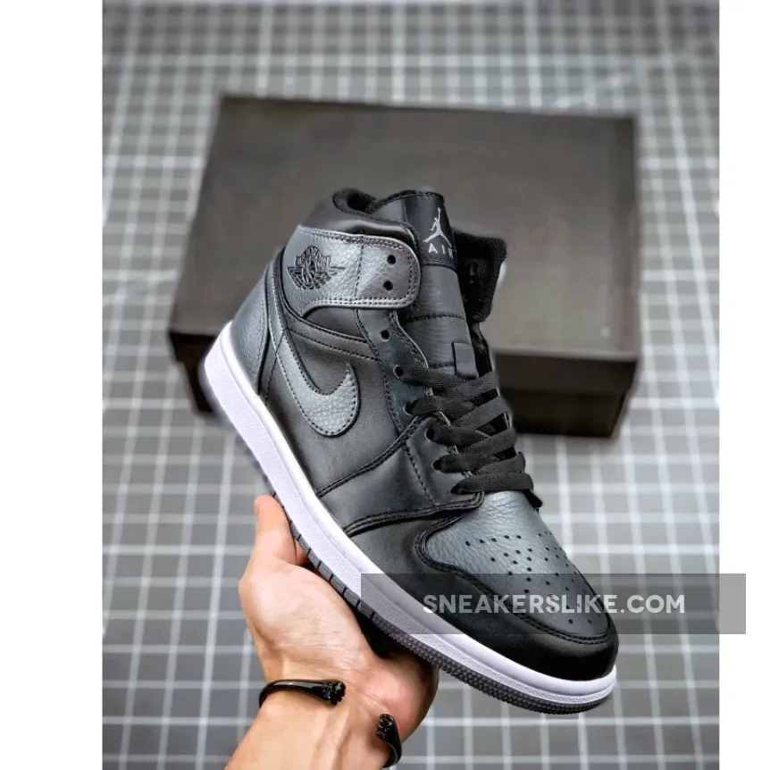 Jordan 1 Mid Tumbled Leather Grey 554724-041 - gray and black air jordan 1