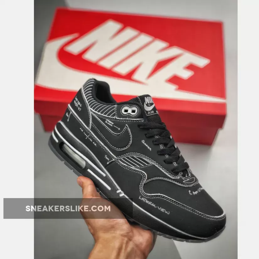 Nike Air Max 1 Tinker Schematic Sketch To Shelf Black CJ4286-001 / nike air max 1 tinker sketch to shelf