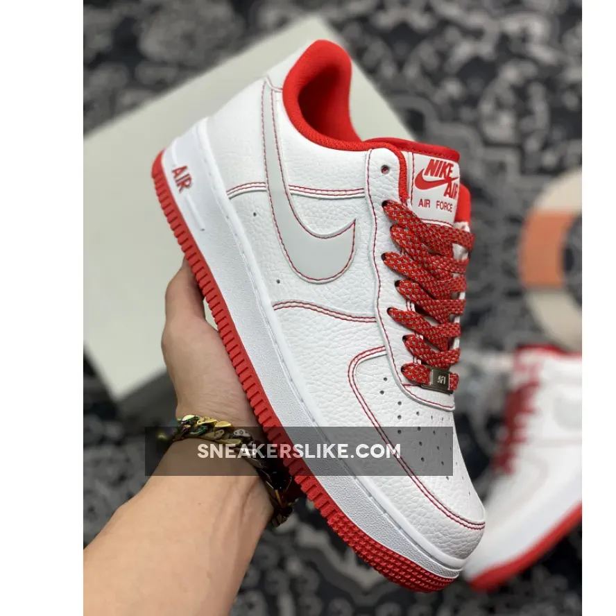 Nike Air Force 1 White University Red Stitch CV1724-100 air force 1 red stitch