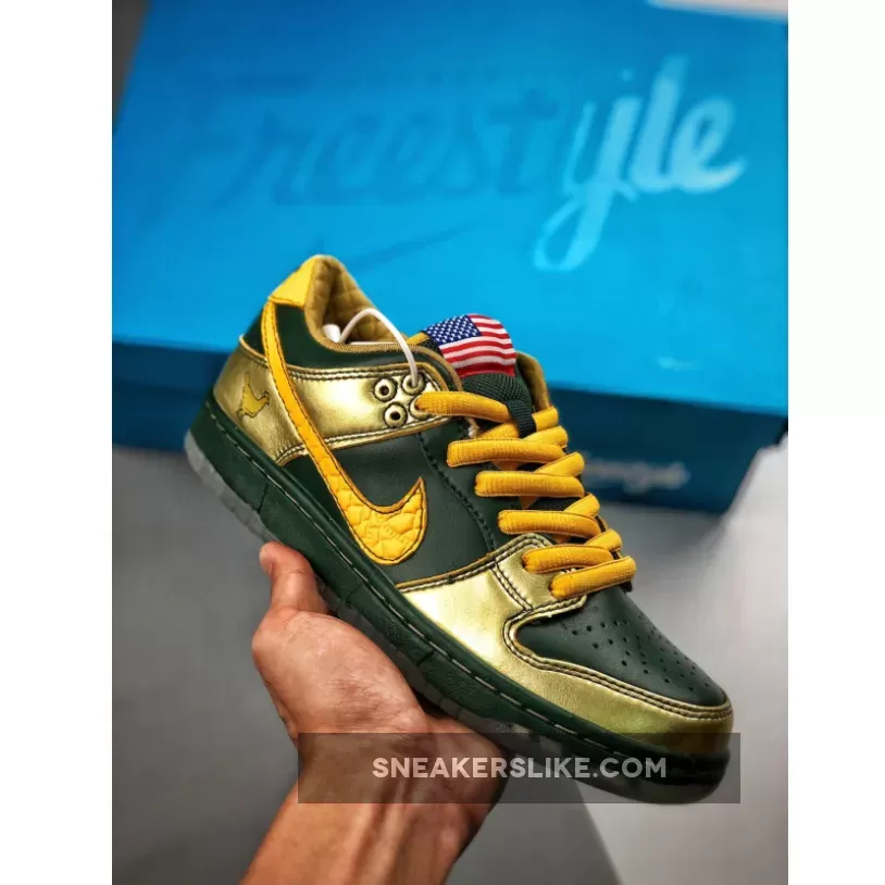 Nike SB Dunk Pro Low 'Doernbecher' Fir/University Gold-Metallic Gold BV8740-377 Online