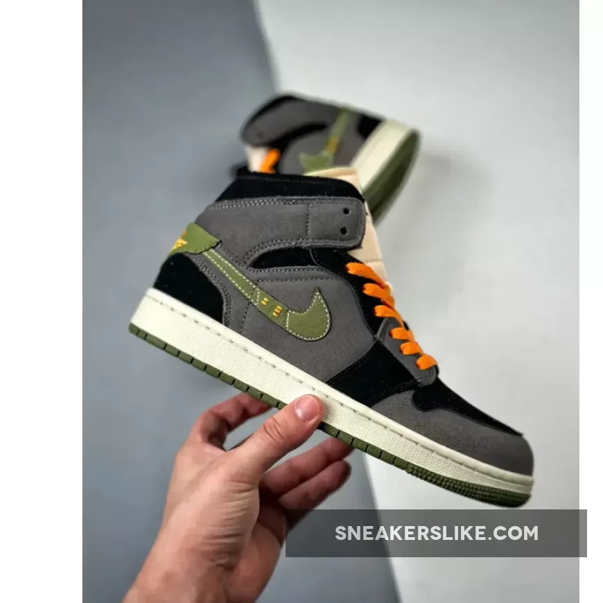Jordan Mid Craft / Air Jordan 1 Mid SE Craft 'Halloween' Black Light Olive
