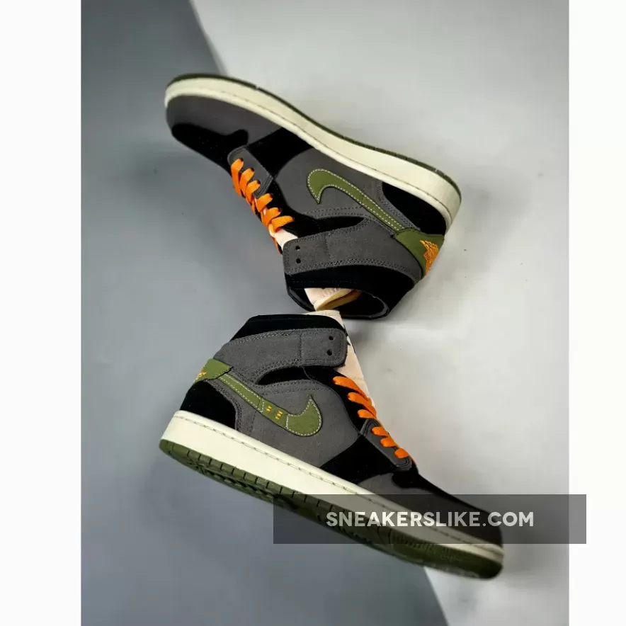 Jordan Mid Craft / Air Jordan 1 Mid SE Craft 'Halloween' Black Light Olive