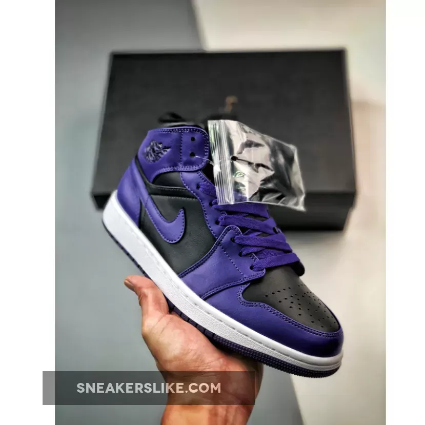 Air Jordan 1 Mid Court Purple Black #purple and black jordans 1
