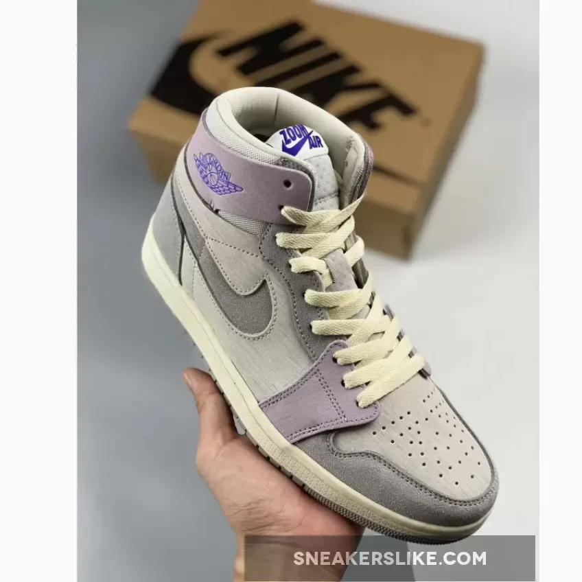 Air Jordan 1 Hi Zoom CMFT Photon Dust/Barely Grape-Grey #mens air jordan 1 zoom comfort 2 shoes