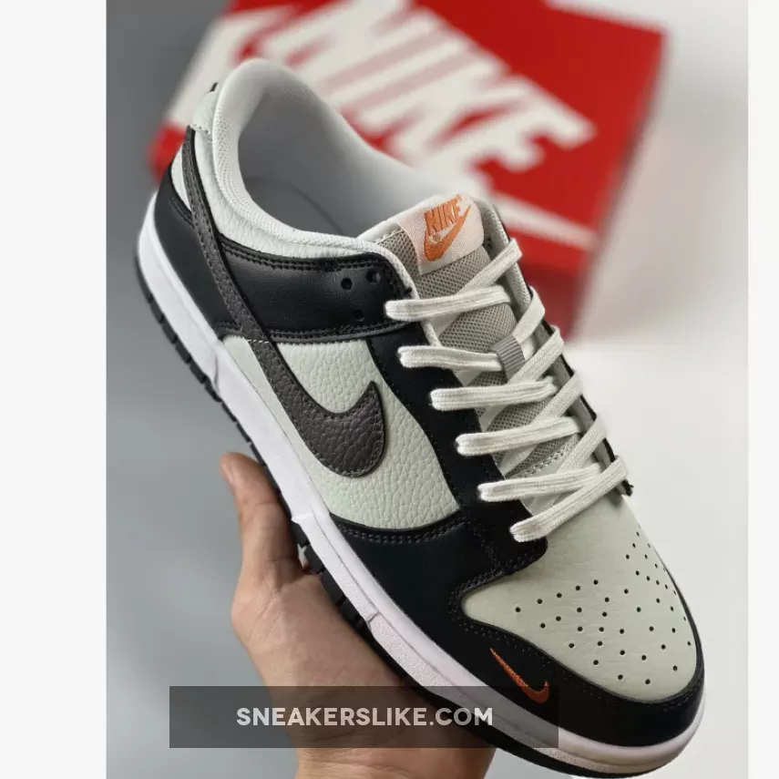 Nike Dunk Low Mini Swoosh Grey Black Orange FN7808-001 / nike dunk mini swoosh