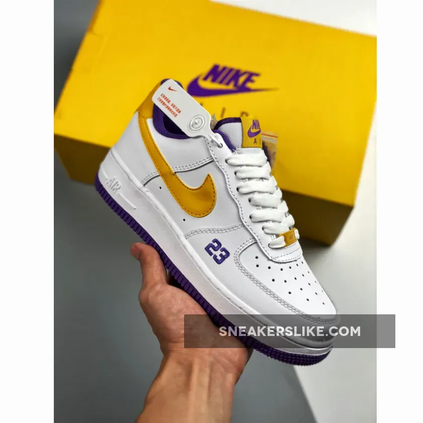 Custom Nike Air Force 1 Low 'Lakers' White Yellow Purple - yellow and purple air force ones