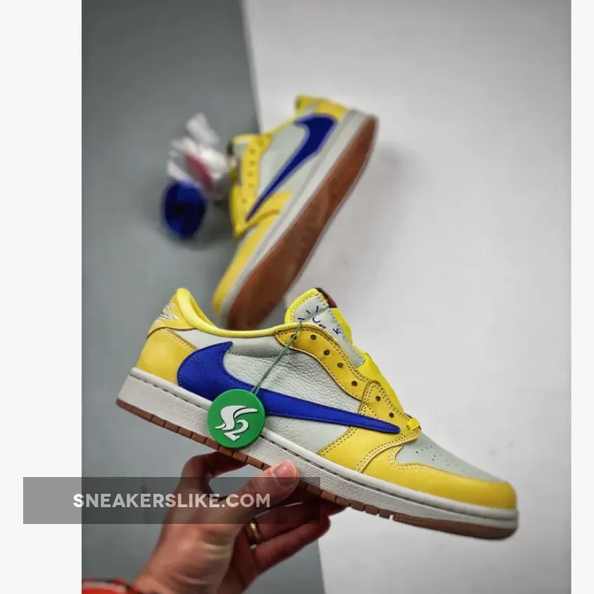 Travis Scott x Air Jordan 1 Low OG Canary/Racer Blue-Gum