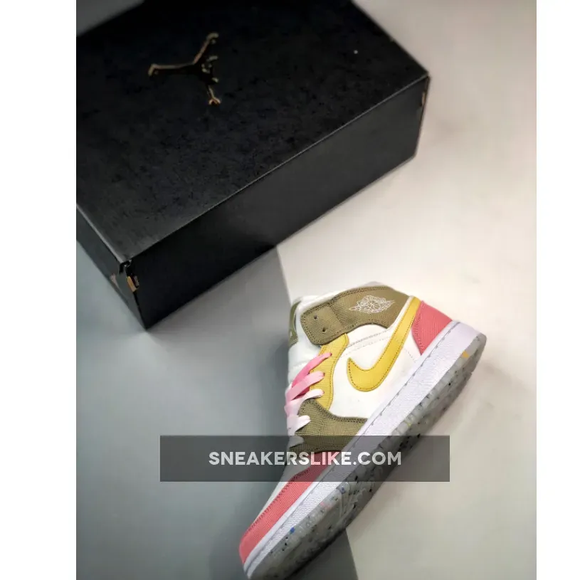 Air Jordan 1 Mid Recycled Canvas Pink Tan Yellow DJ0338-100 / air jordan 1 mid se pastal grind